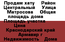 Продам хату  › Район ­ Центральный  › Улица ­ Матросова  › Общая площадь дома ­ 40 › Площадь участка ­ 120 › Цена ­ 2 000 000 - Краснодарский край, Армавир г. Недвижимость » Дома, коттеджи, дачи продажа   . Краснодарский край